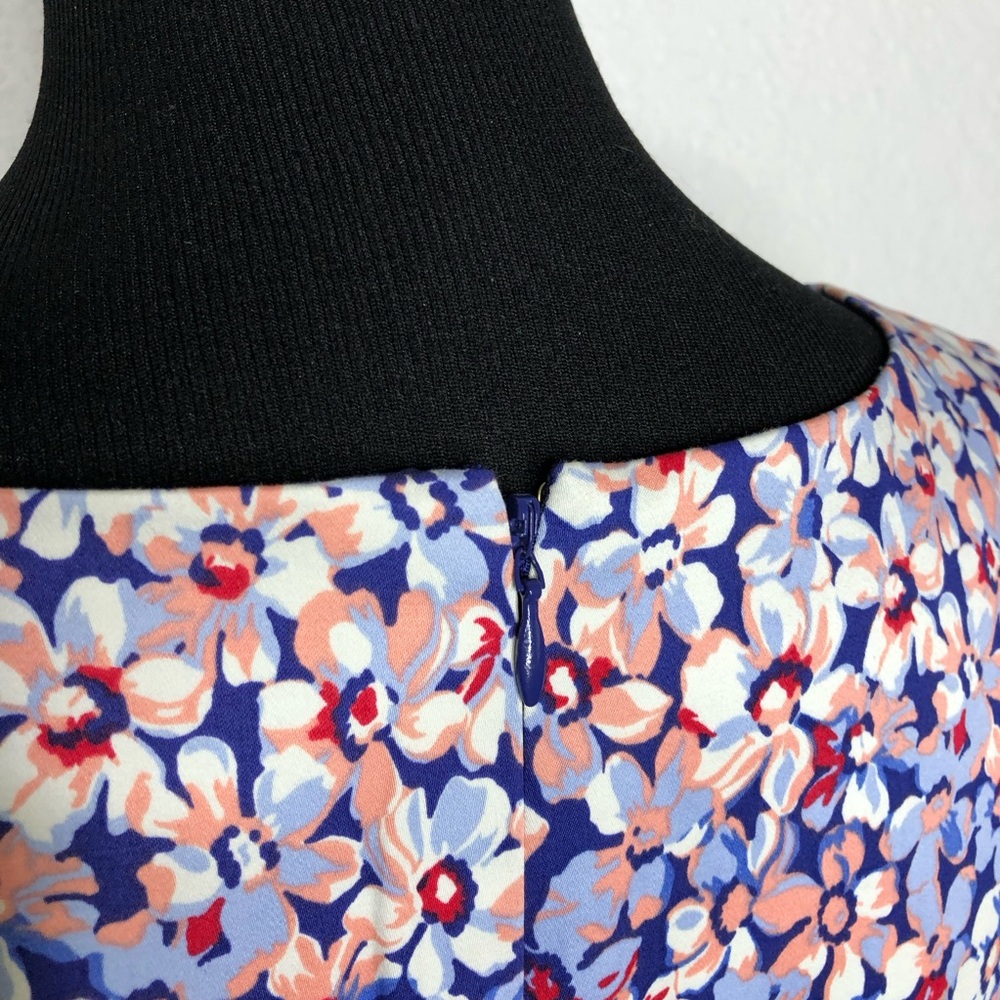 Talbots white pink blue floral ombre short sleeve sheath dress size 6 Petite 6P - Picture 15 of 16